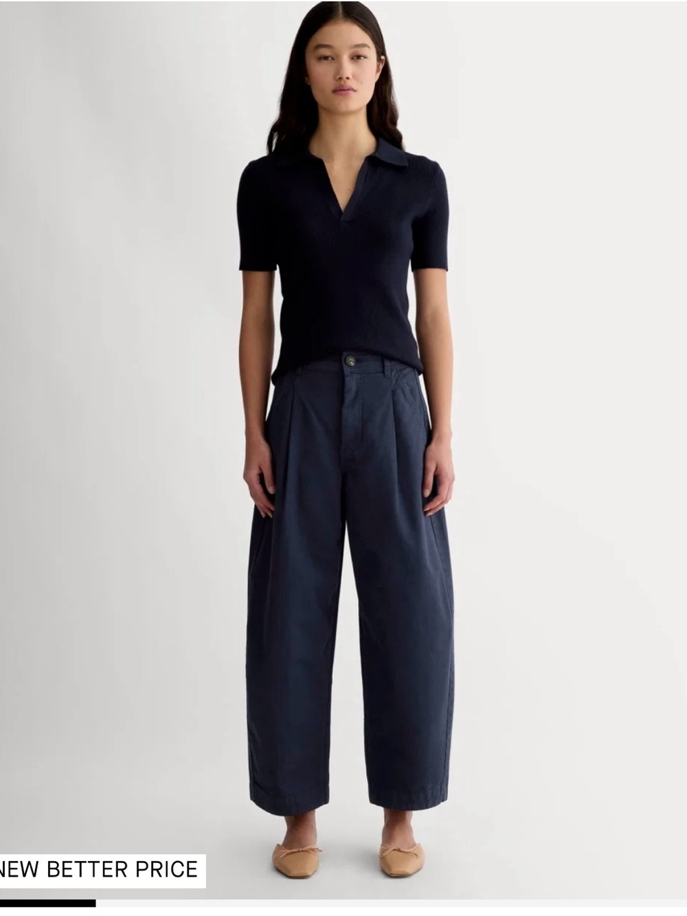 NWT Everlane The Every Pant Wide-Leg Oraganic Cotton Twill Pants in Navy